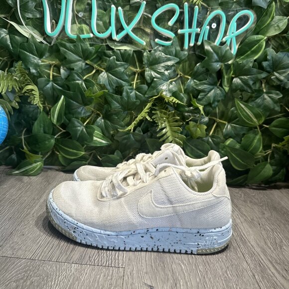 Nike Air Force 1 Crater Flyknit Womens Size 8 Shoes White Ice Blue Athletic - Picture 4 of 9
